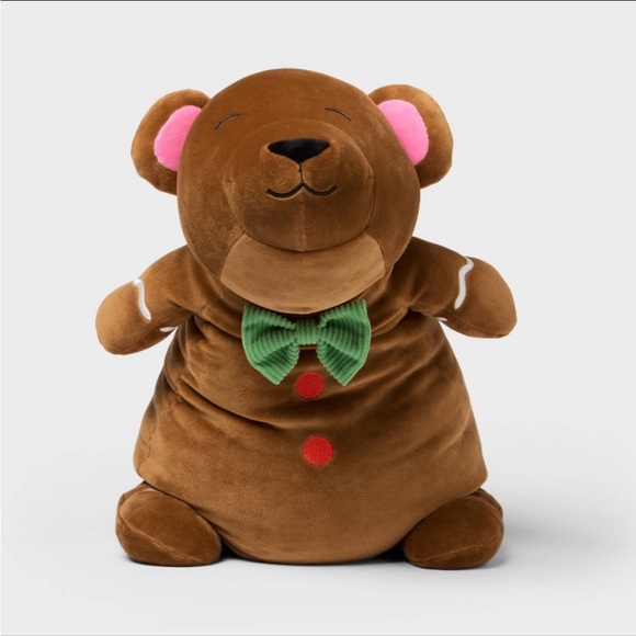 NEW Pillowfort Holiday Gingerbread Bear Weighted Plush Kids’ Throw Pillow Brown